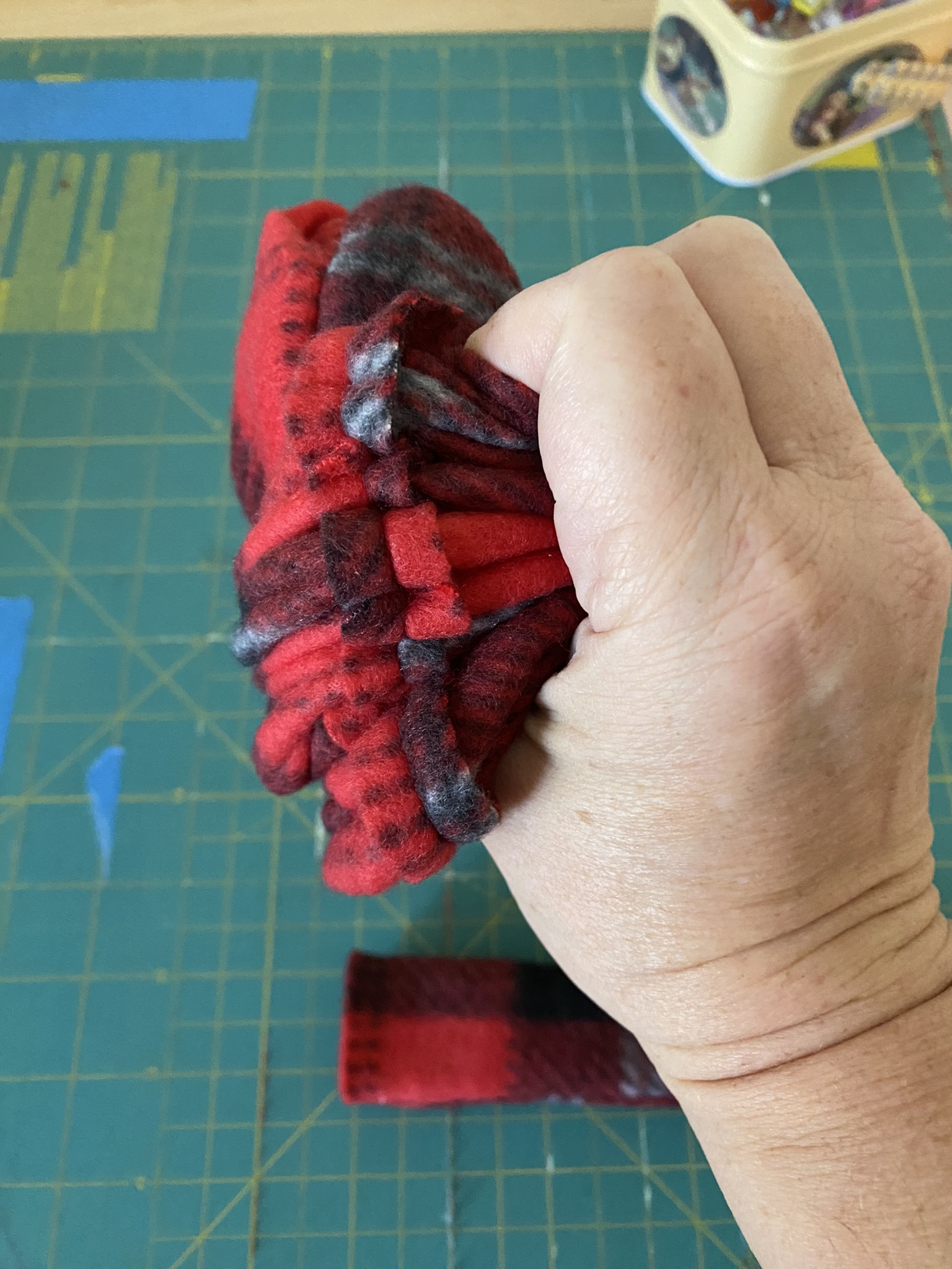 Turn fleece tubes right sides out.