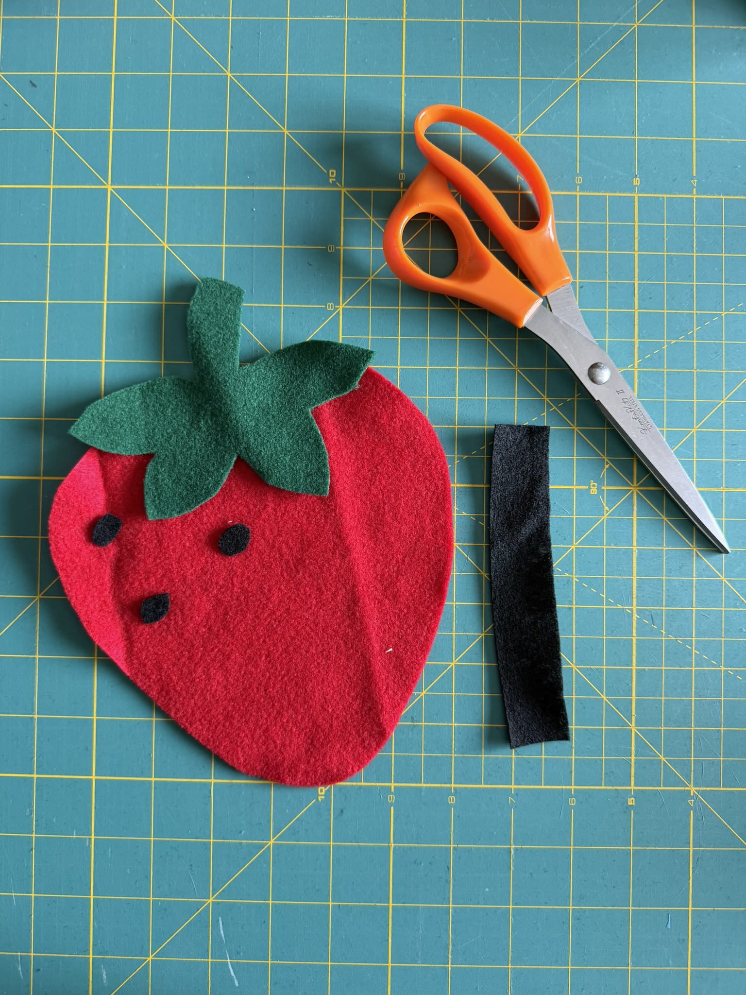 Strawberry felt preemie Halloween costume.