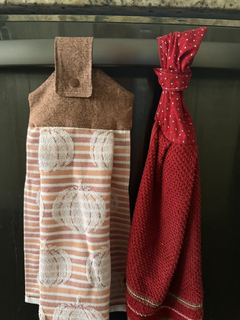 Example of hanging dish towels.