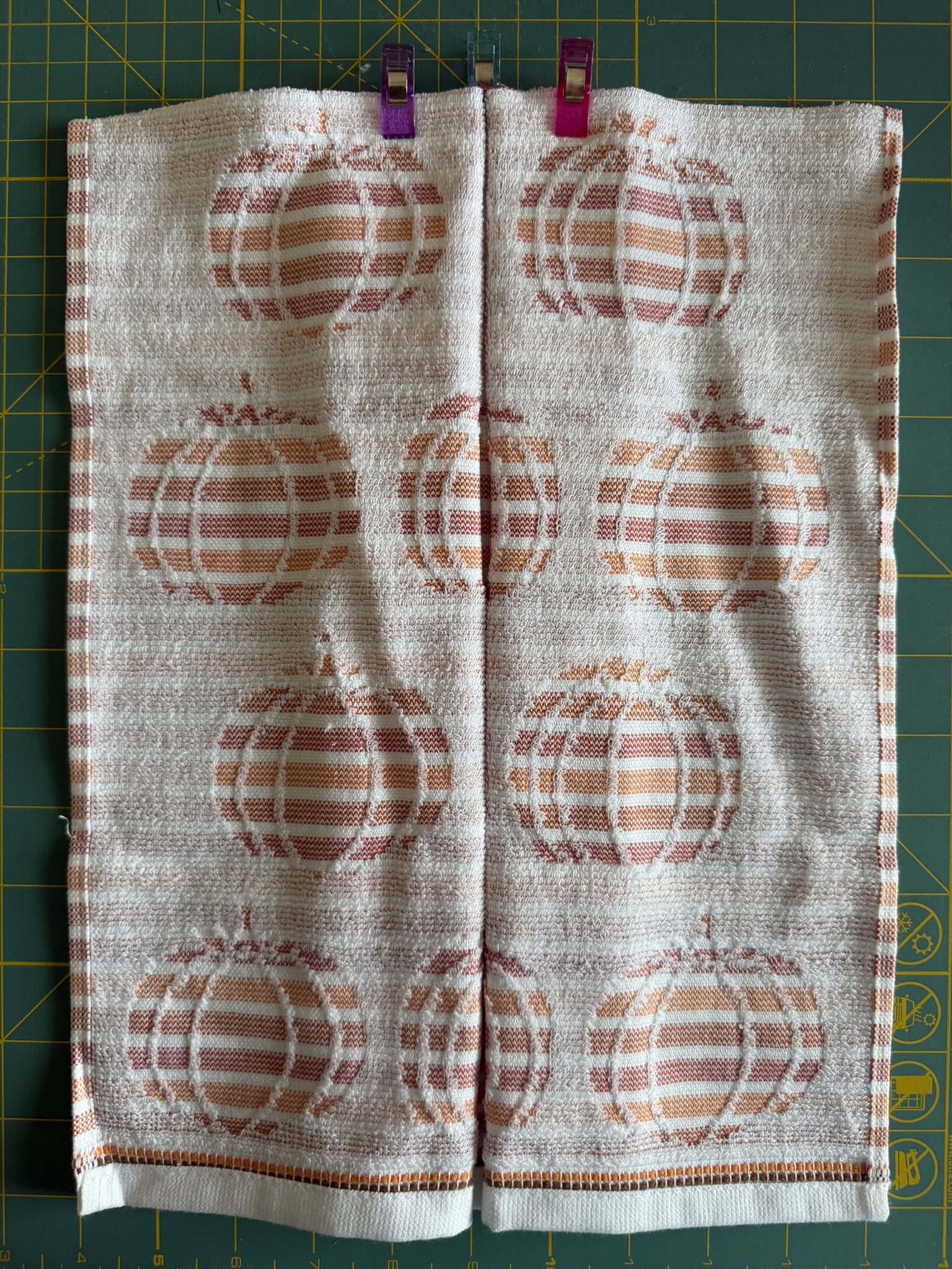 bring edges into center or towel.