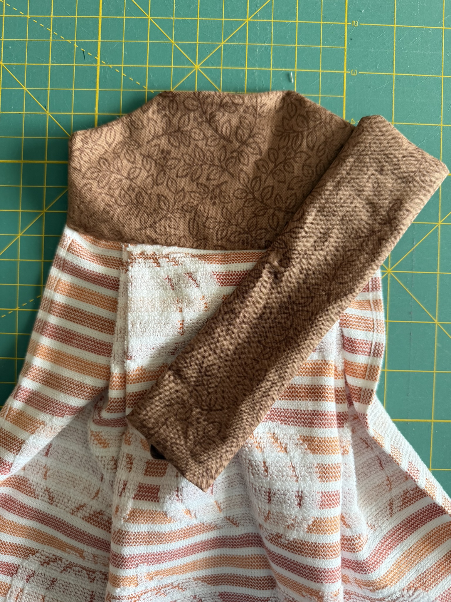 Hanging towel DIY folded top edge.
