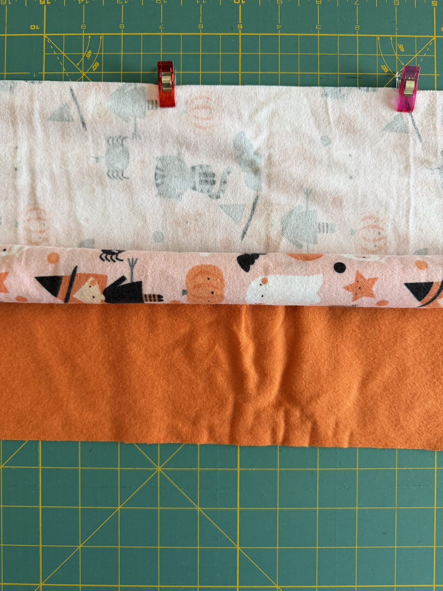 Burrito method toddler pillowcase with fabric right sides together.